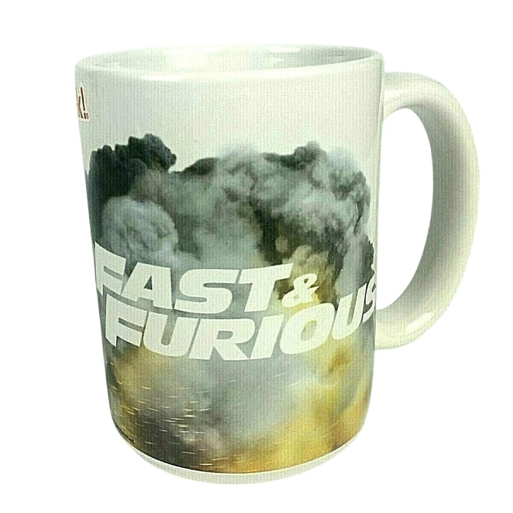 Zak! Designs Fast & Furious Movie White Coffee Mug Tall‎ "Smoke Him" Graphic EUC